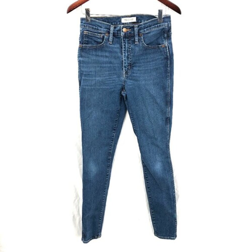Madewell High Rise 10" Skinny medium wash cotton‎ blend denim Blue 27 tall